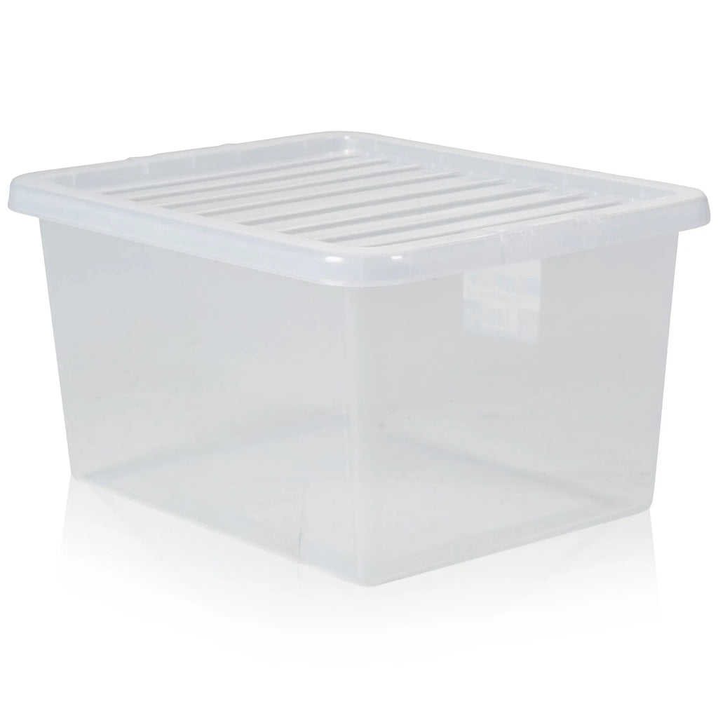 Pack 5 37 Litre Crystal Plastic Boxes Lids