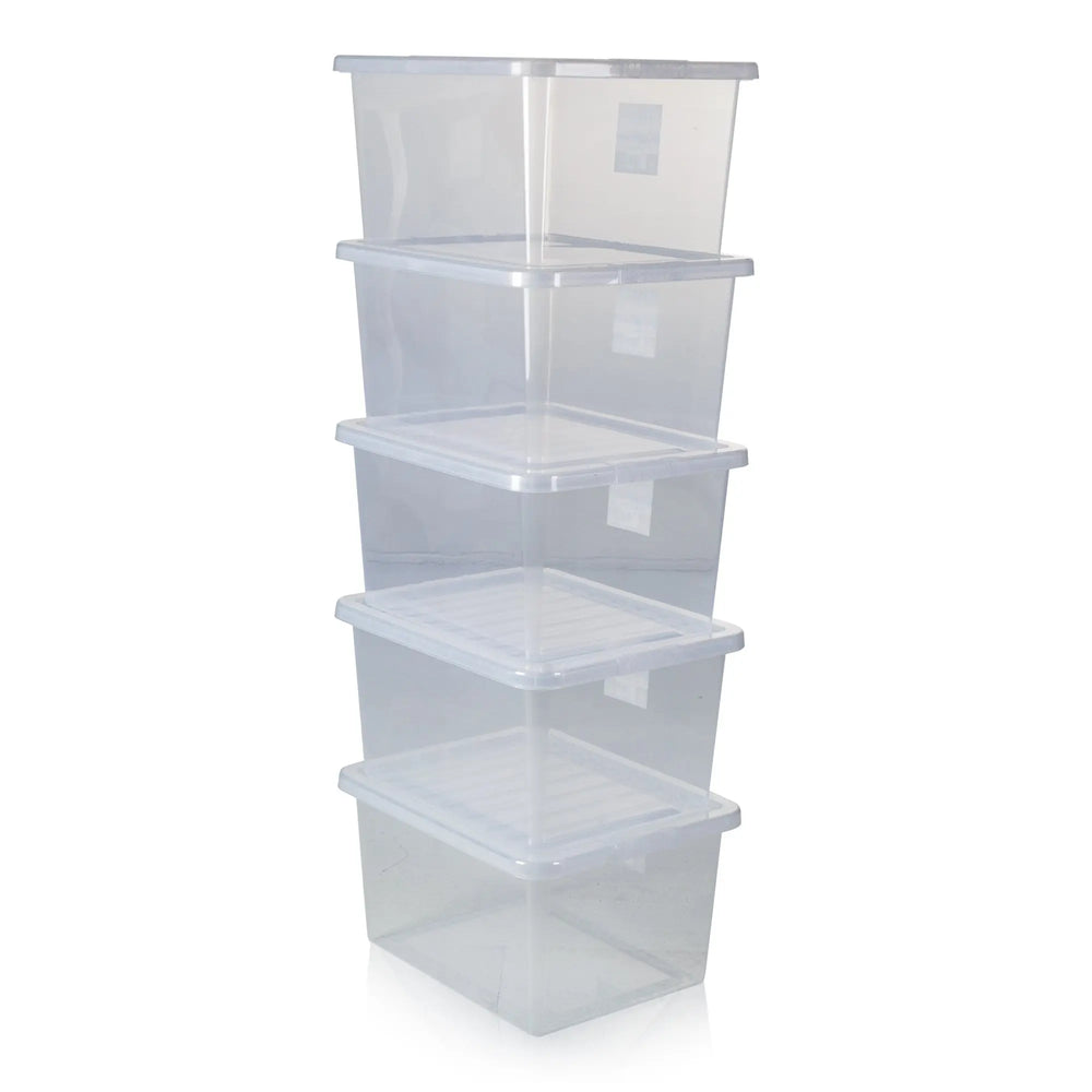 Pallet Deal x 100 -  37 Litre Crystal Plastic Storage Boxes with Lids Wham Storage