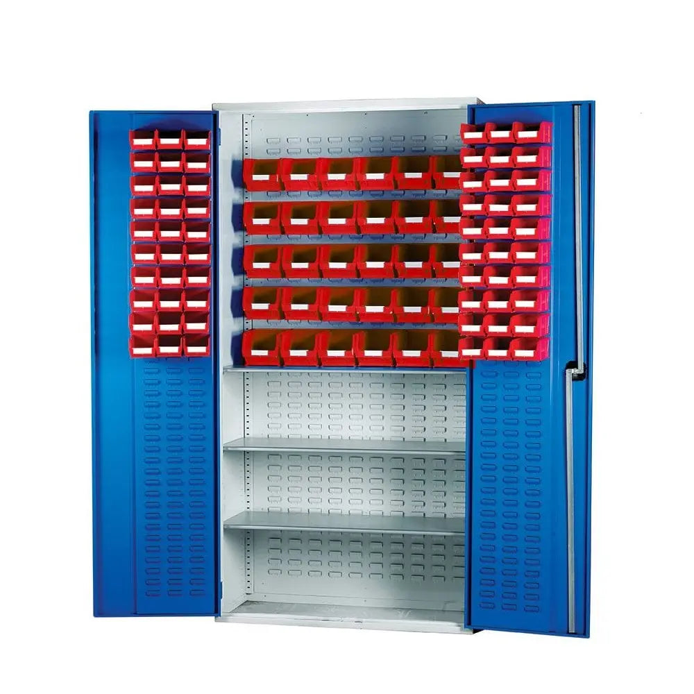 Topstore Louvred Panel Container Cabinet 3 Shelves 60 x TC2 30 x TC3 Bins
