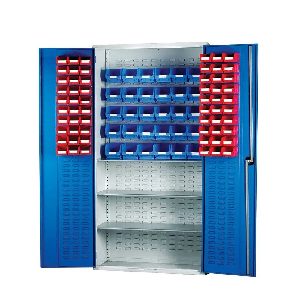 Topstore Louvred Panel Container Cabinet with 3 Shelves - 60 x TC2 and 30 x TC3 Bins BS