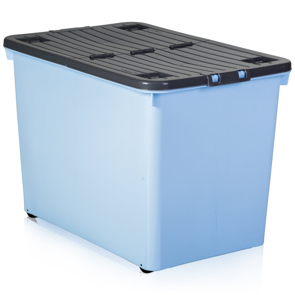 Pack of 2 - 80 Litre Boxes with Wheels and Folding Lids