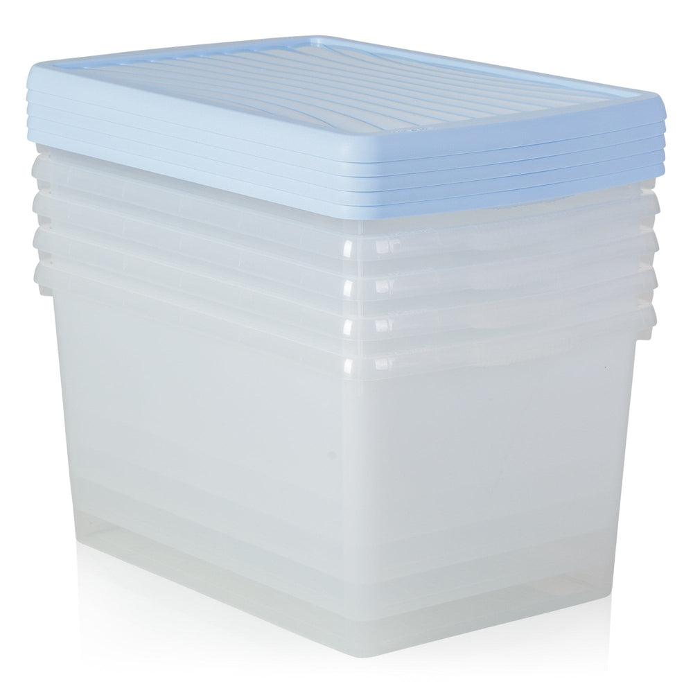 Pack of 5 - 54 Litre Wham Plastic Storage Boxes with Lids