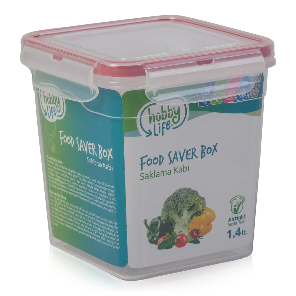 1.4 Litre Square Airtight Plastic Food Box Hobby Life