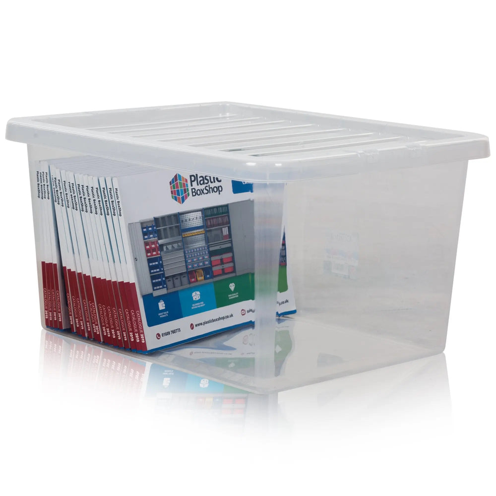 Pallet Deal x 180 -  37 Litre Crystal Plastic Storage Boxes with Lids Wham Storage