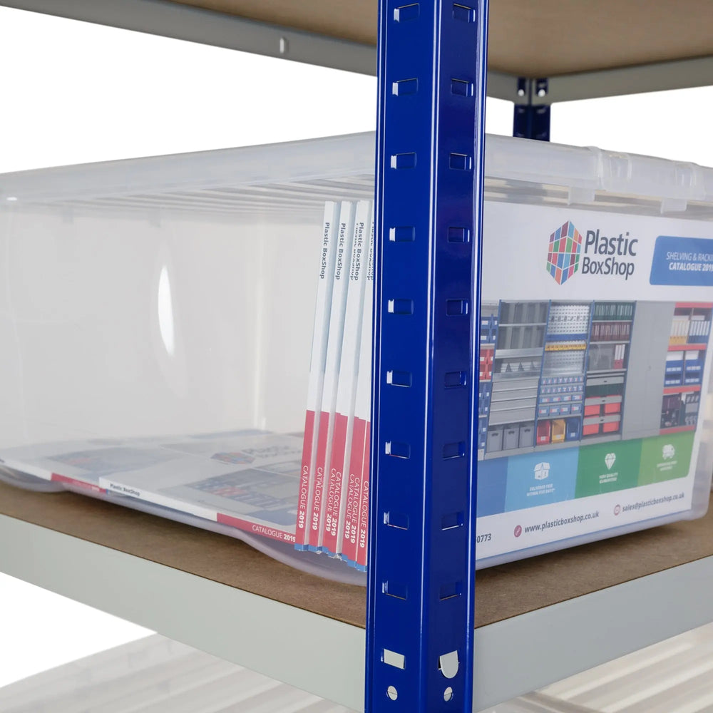 Clicka 175 Shelving with 8 x 45L Wham Crystal Boxes and Lids Racking
