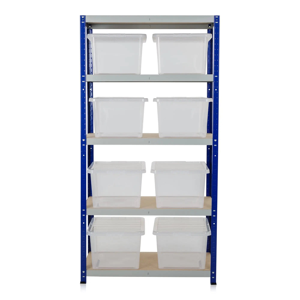 Clicka 265 Shelving with 37L Wham Crystal Boxes and Lids Racking