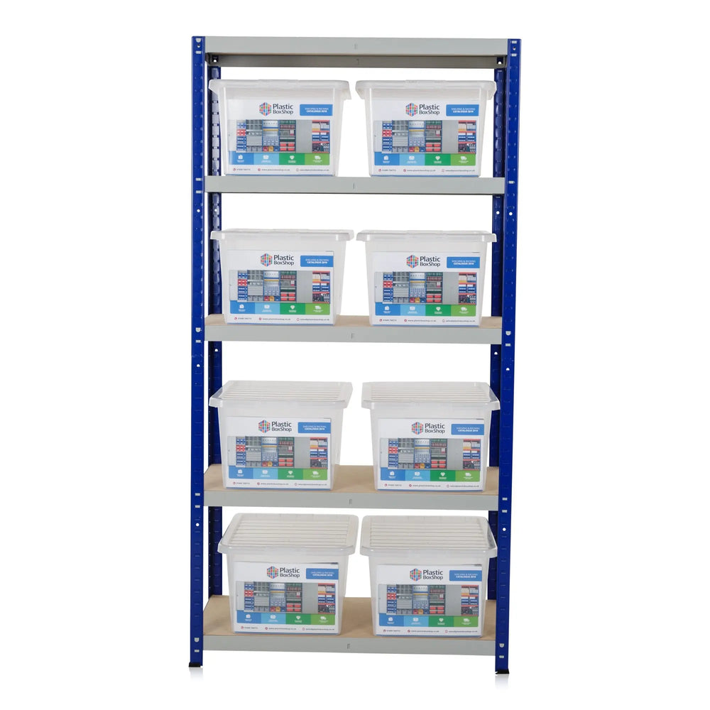 Clicka 265 Shelving with 37L Wham Crystal Boxes and Lids Racking