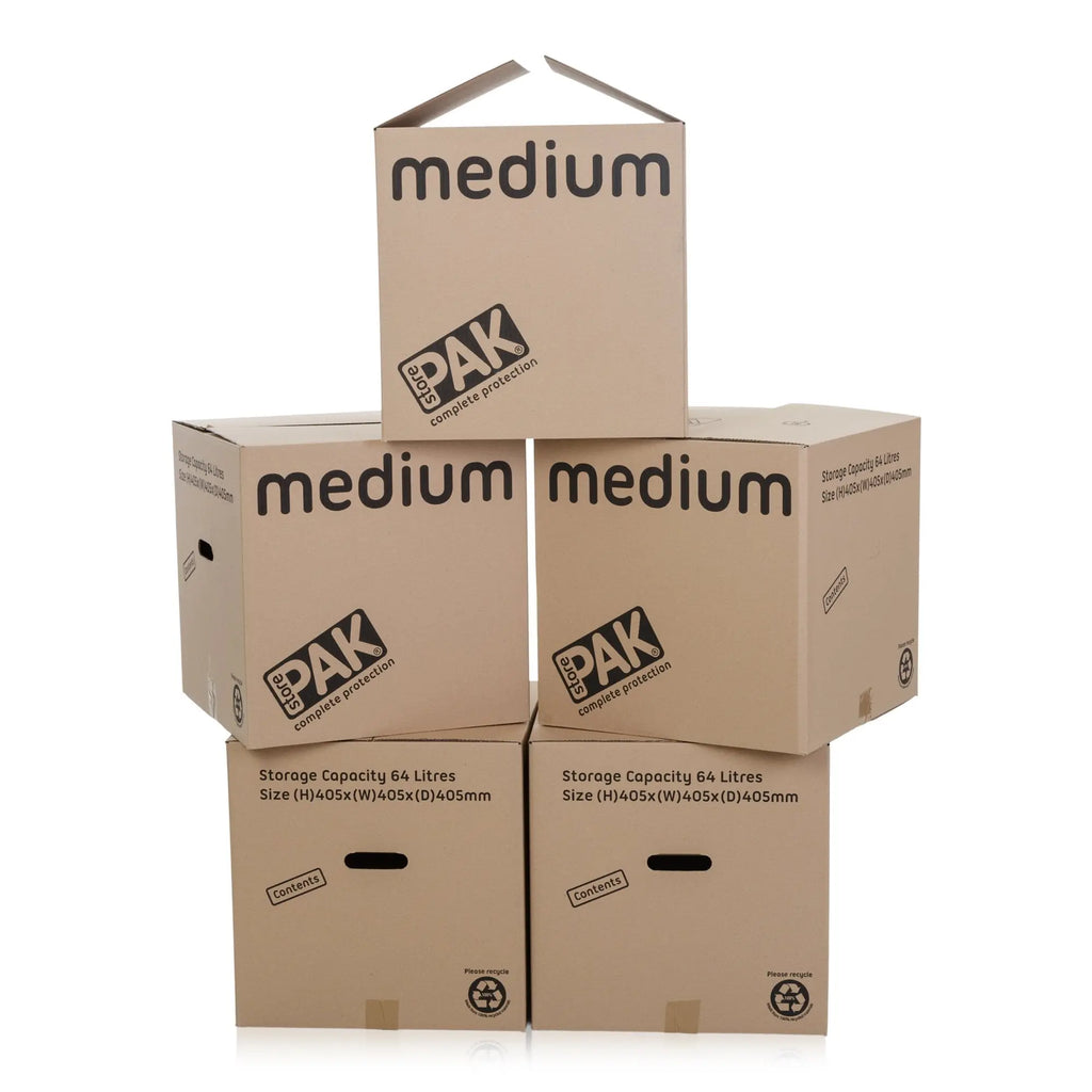 Pack 5 Medium Cardboard Packing Boxes