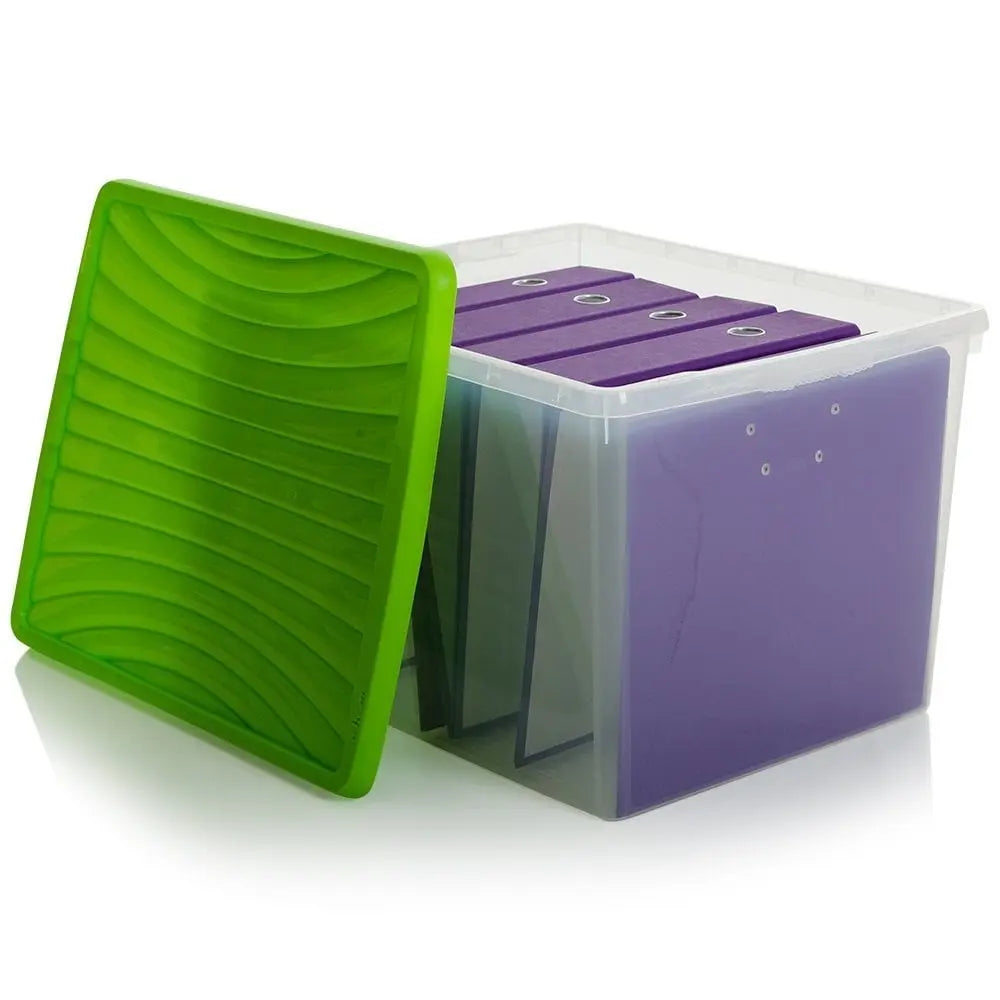 Arch File Storage Box Empty 50 Litre Lever arch file archive clear storage boxes with Lids ...