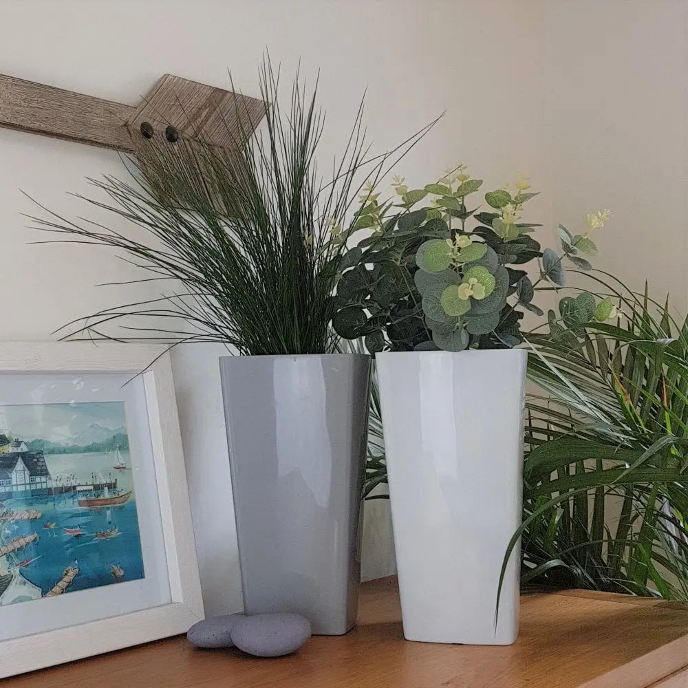 Buy 16cm Tall Square Plastic Planter in High Gloss Finish Stylish