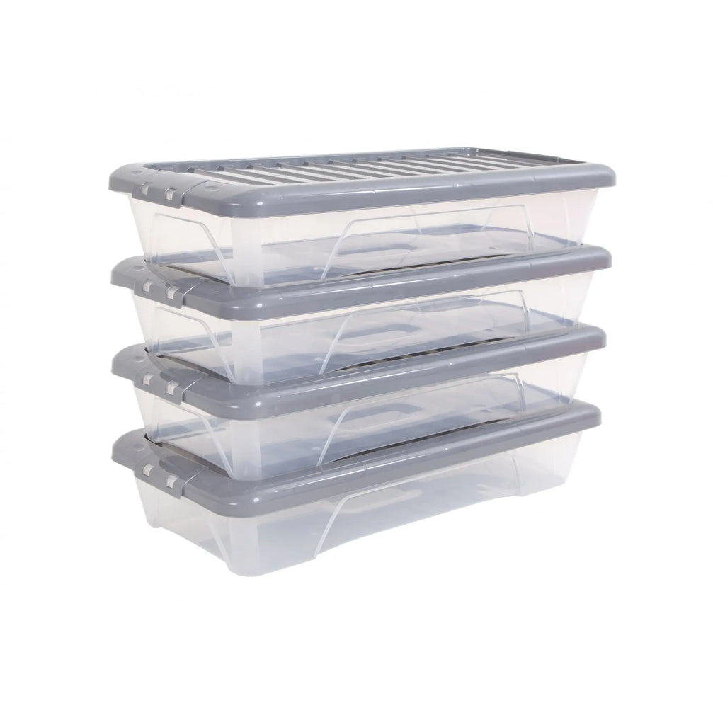 Pack 4 35 Litre Nice Plastic Boxes Lids Clear Lid