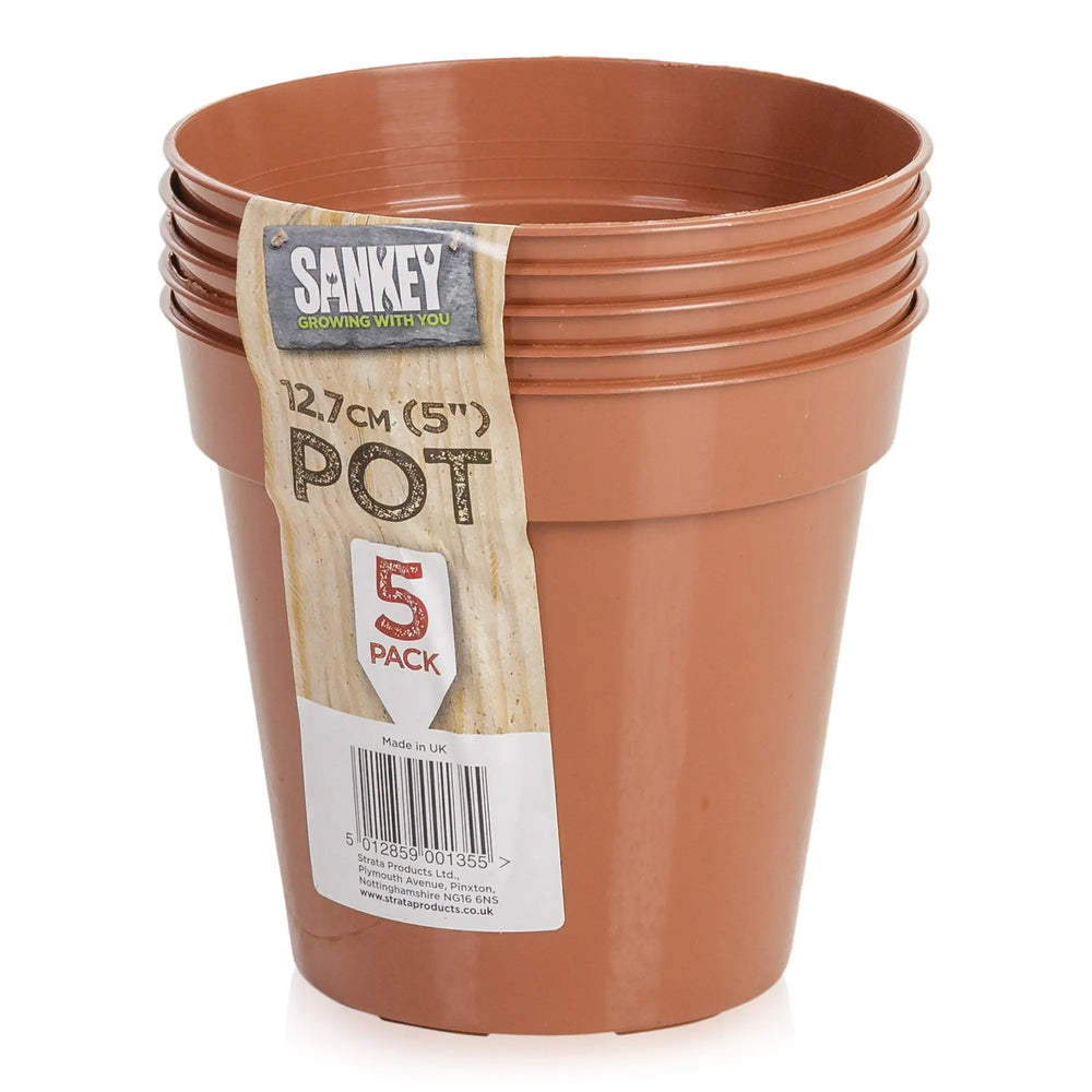 Set of 5 - 12.7cm Terracotta Grow Pots Strata