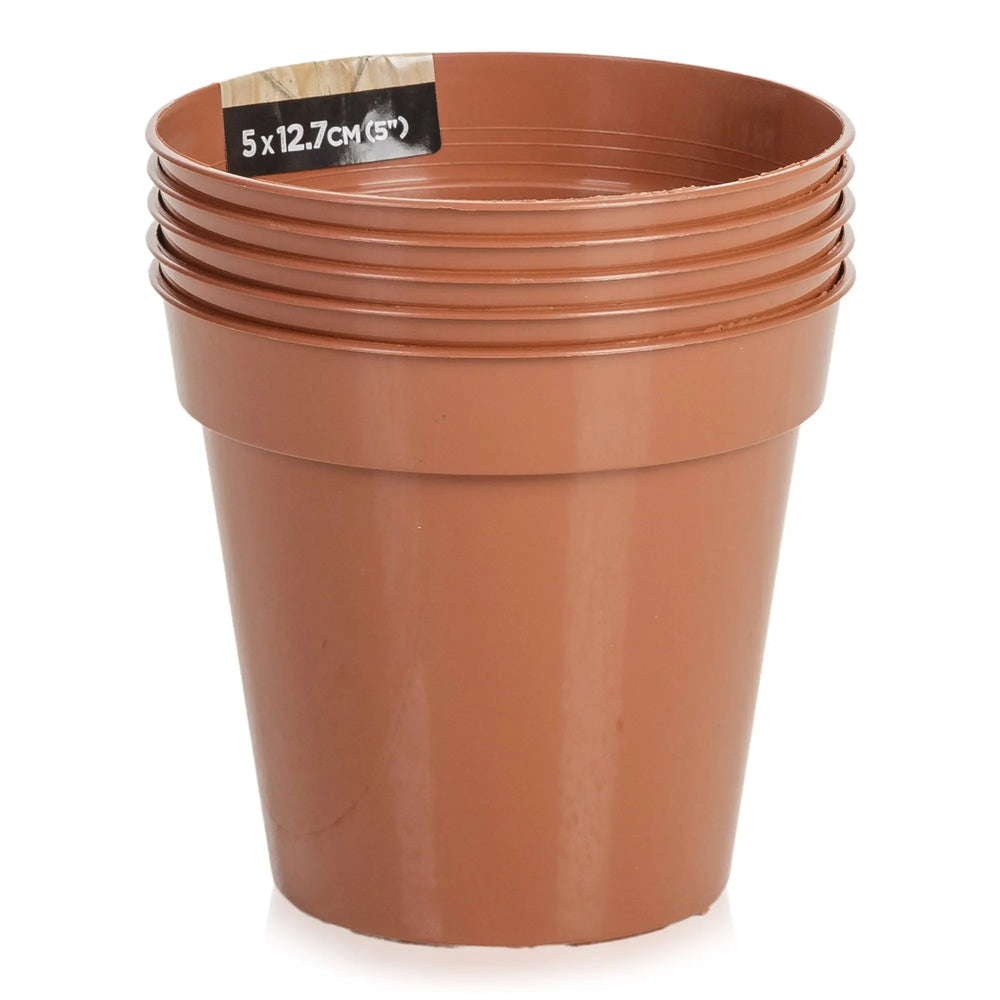 Set of 5 - 12.7cm Terracotta Grow Pots Strata