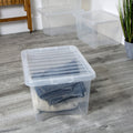 Pack of 5 - 28 Litre Crystal Plastic Storage Boxes with Lids