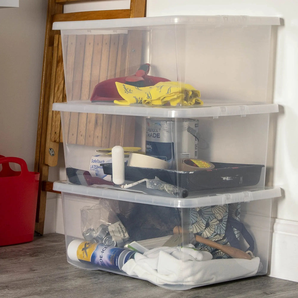 Pallet Deal 200 Boxes - 45 Litre Large Plastic Boxes with Lids Wham Storage