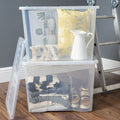 Pack of 4 - 80 Litre Crystal Plastic Storage Box with Lid