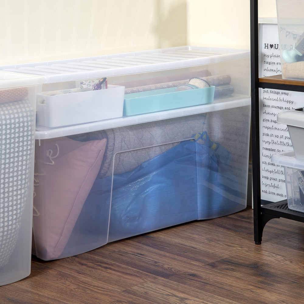 Pack of 2 - 133 Litre Extra Large Long Plastic Storage Boxes with Lids