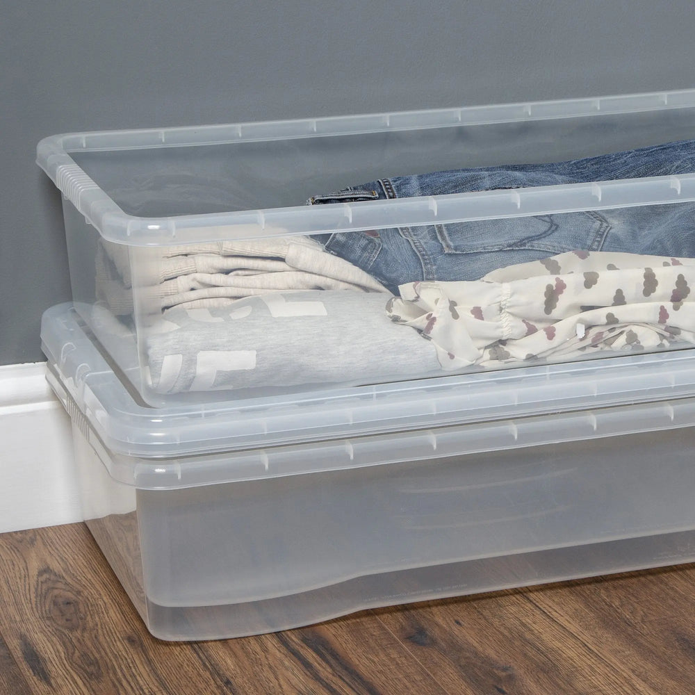 Pallet Deal x 110 - 42 Litre Under Bed Plastic Storage Boxes with Lids Wham Storage