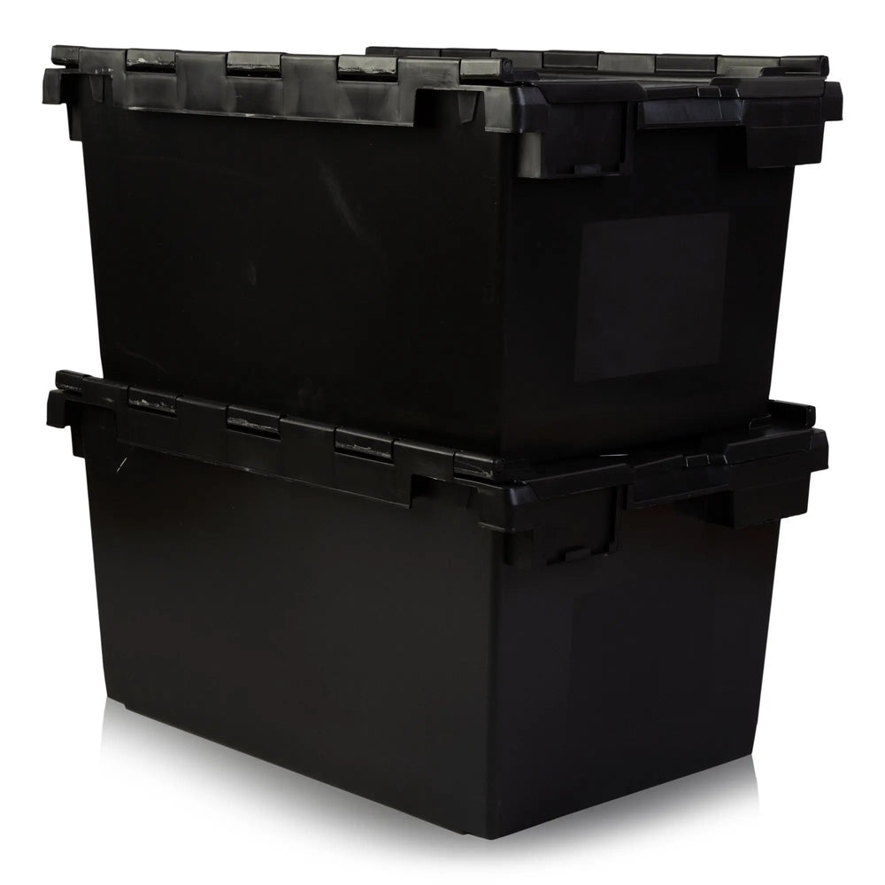 Pack of 2 - 80 litre Large Attached Lid Boxes Counter