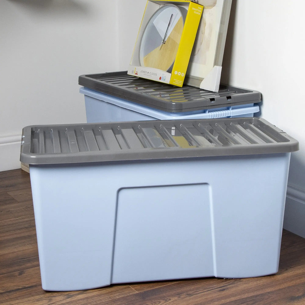 110 Box 110l Blue XL Storage Box & Lid | 3 Pack | Plastic Box Shop