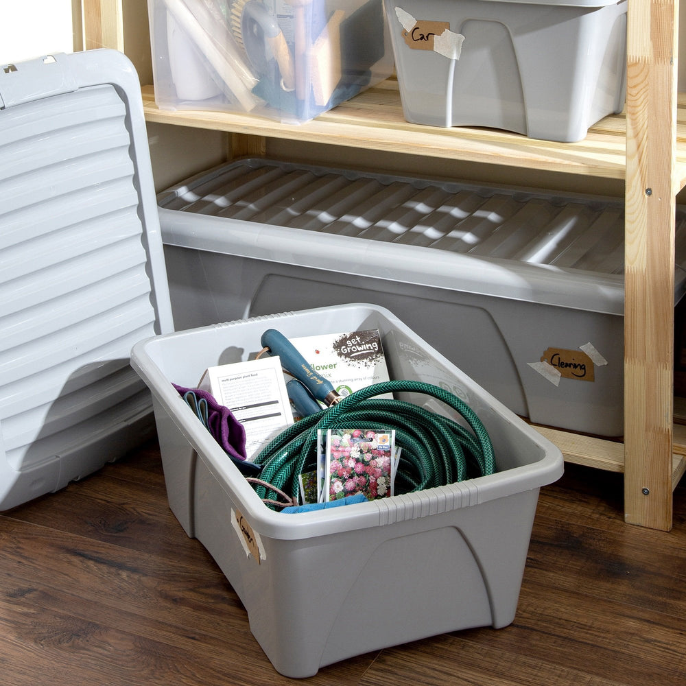 Pack of 4 - 34 Litre Home Upcycled Plastic Box & Lid