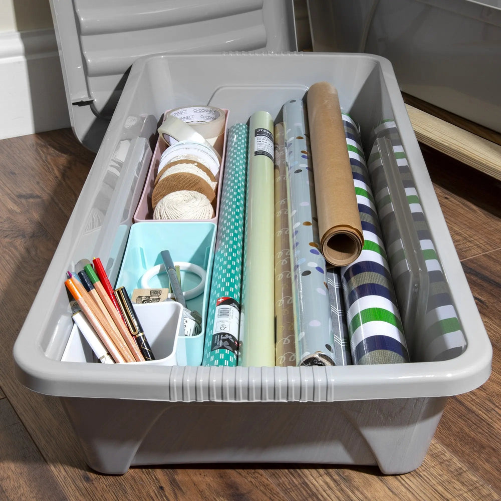 Pack of 4 - 35 Litre Home Upcycled Plastic Box with Lid Wham Storage