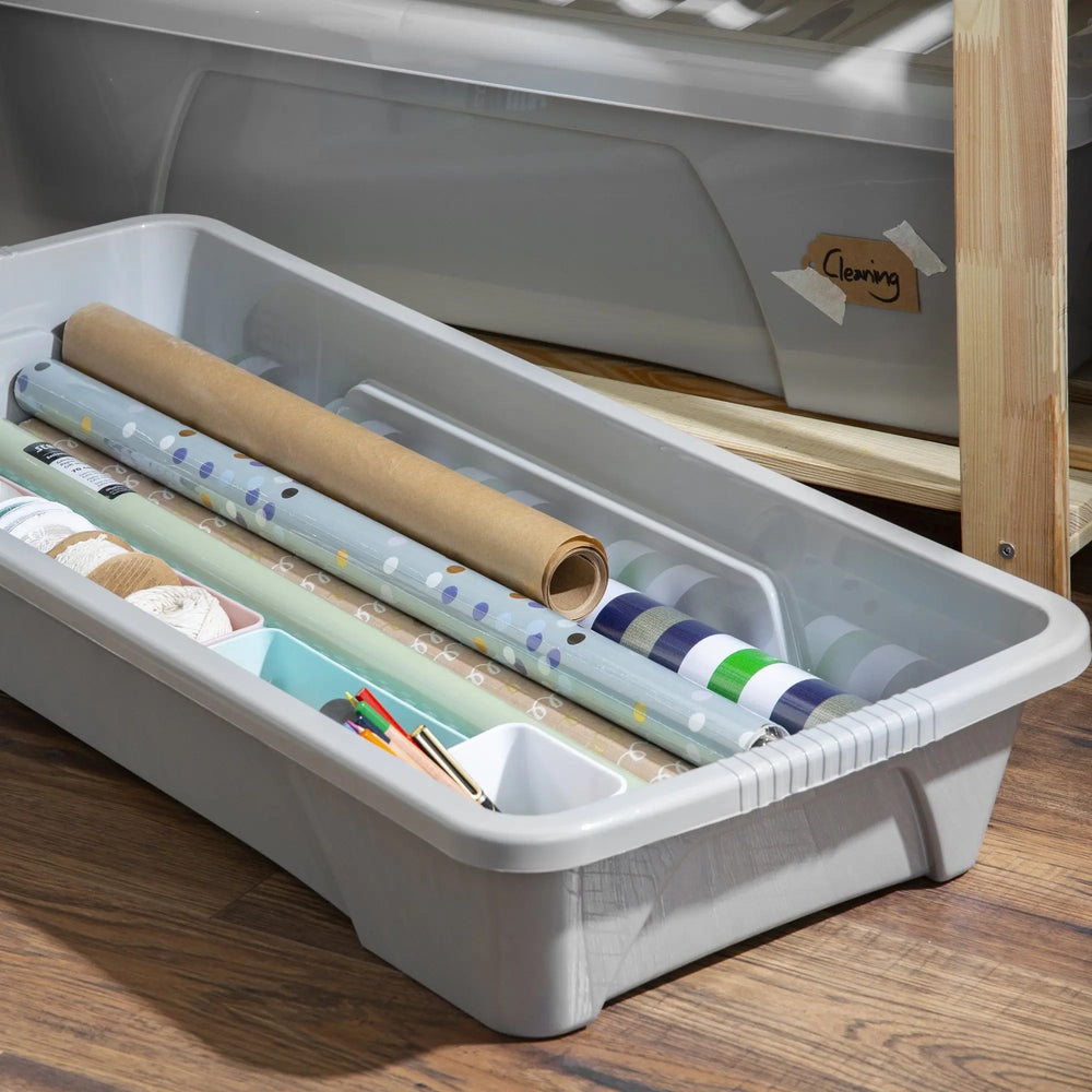 Pack of 4 - 35 Litre Home Upcycled Plastic Box with Lid Wham Storage