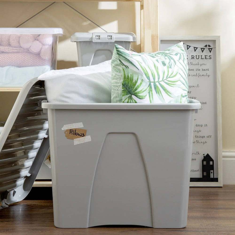 Pack of 3 - 75 Litre Home Upcycled Plastic Box with Lid Wham Storage