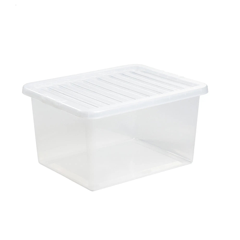 Pallet Deal x 100 -  37 Litre Crystal Plastic Storage Boxes with Lids Wham Storage