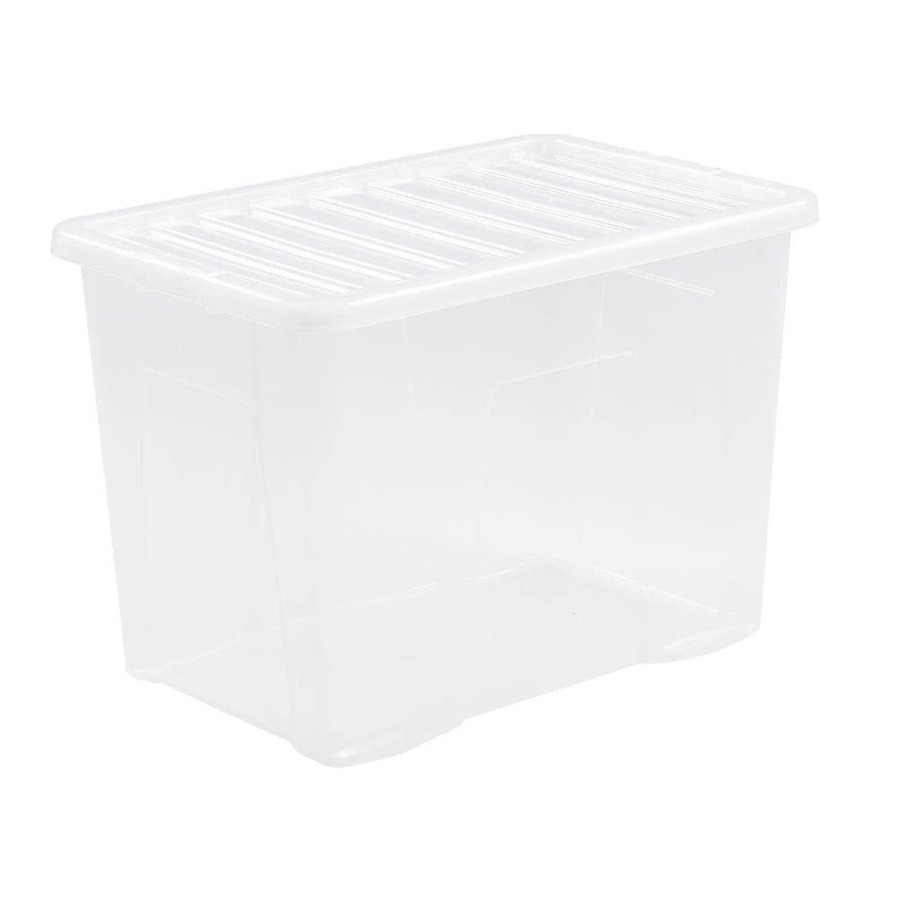 Pallet Deal x 150 - 80 Litre Crystal Plastic Storage Boxes with Lids Wham Storage