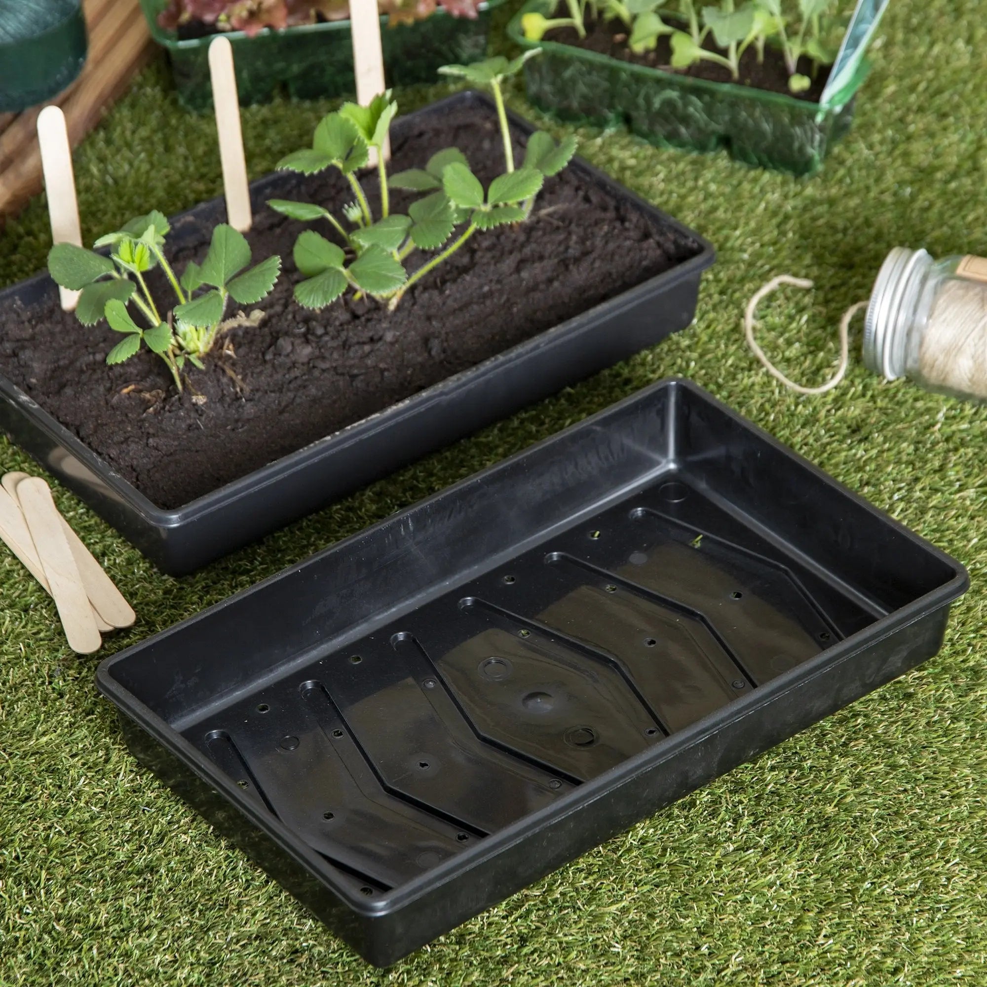 Set of 3 - Eden Plastic Seed Trays Black | Plastic Box Shop