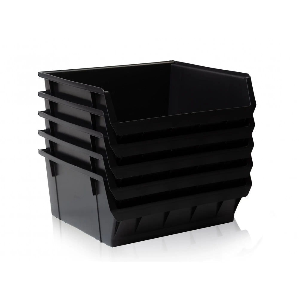 Pack of 5 - Large Open Fronted Plastic Storage Bins - Size 6 Counter