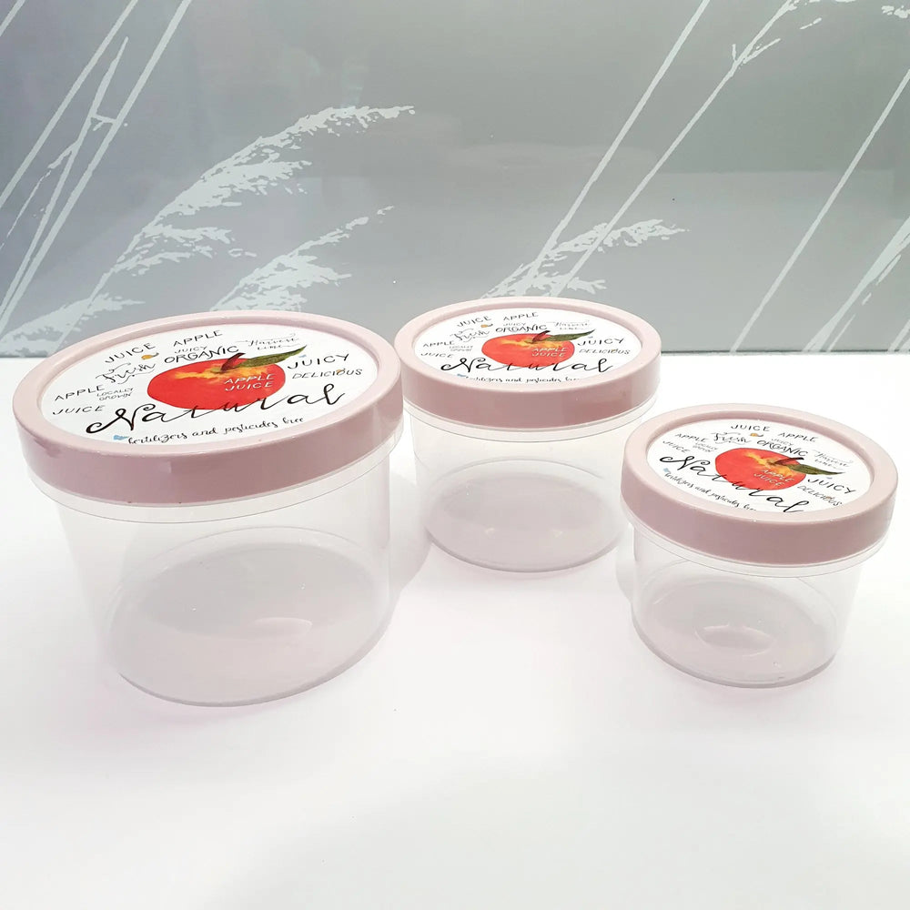Set of 3 - Shallow Round Airtight Plastic Food Box with Screw Top Lid Hobby Life