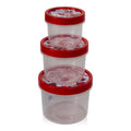 Set of 3 - Shallow Round Airtight Plastic Food Box with Screw Top Lid Hobby Life
