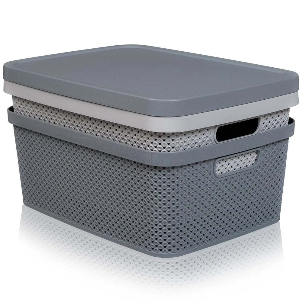 13L Diamond Design Plastic Storage Box and Lid Hobby Life