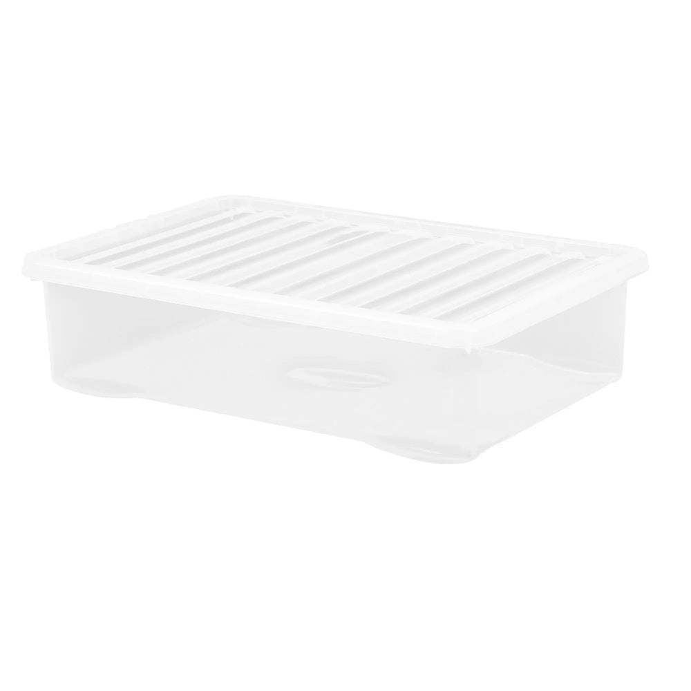 Pack of 3 - 46 Litre Crystal Plastic Storage Box with Lid Wham Storage