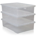 Pack of 3 - 46 Litre Crystal Plastic Storage Box with Lid Wham Storage