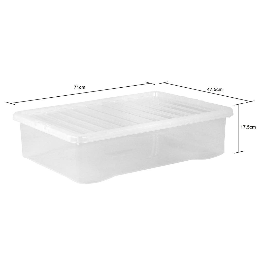Pack of 3 - 46 Litre Crystal Plastic Storage Box with Lid Wham Storage