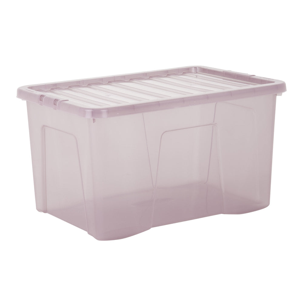 Pack of 5 - 60 Litre Large Crystal Plastic Boxes with Lids