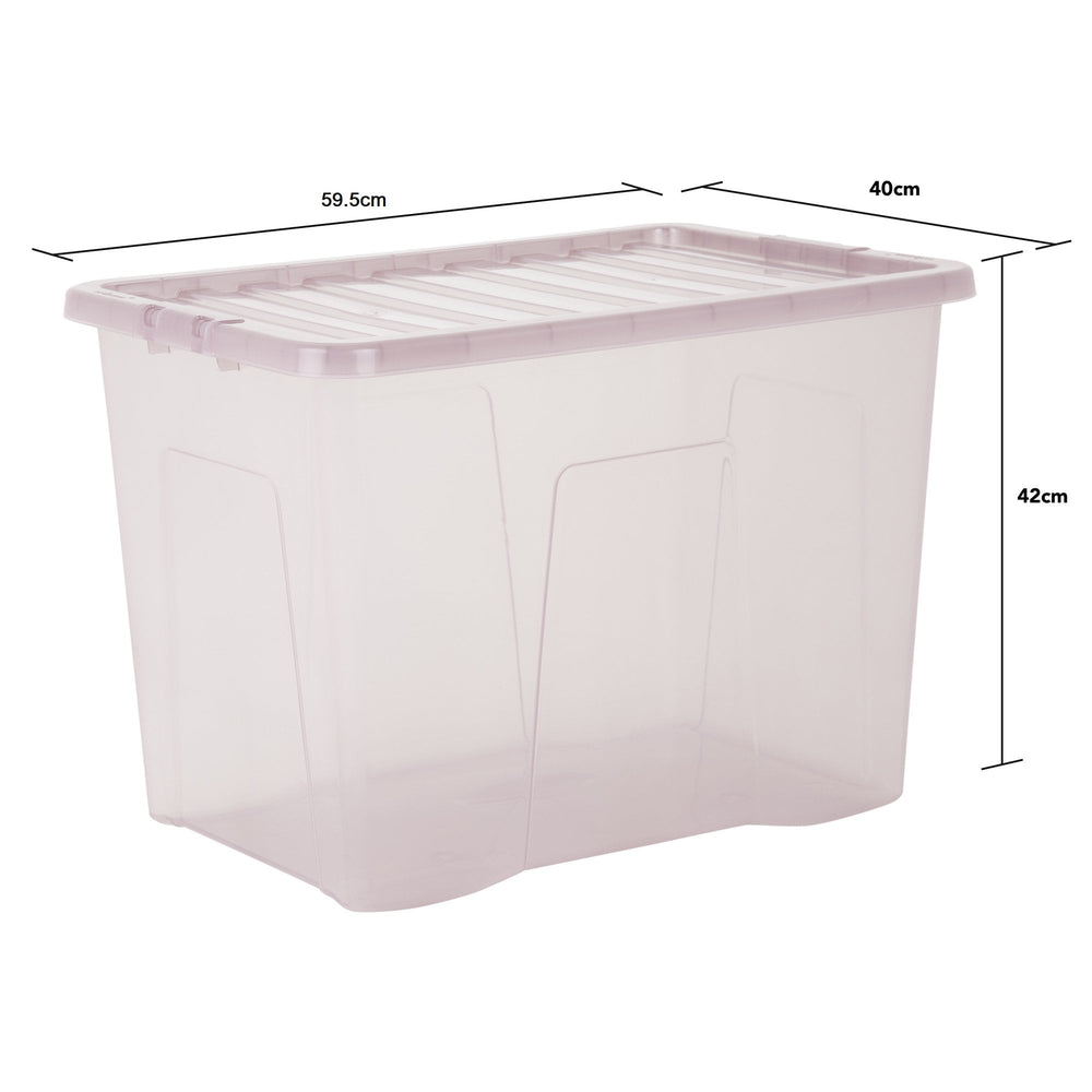 Pack of 4 - 80 Litre Crystal Plastic Storage Box with Lid