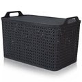 Extra Large Urban Style Plastic Storage Basket with Lid