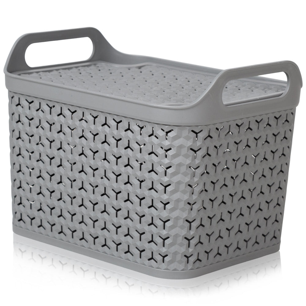 Medium Urban Style Plastic Storage Basket with Lid