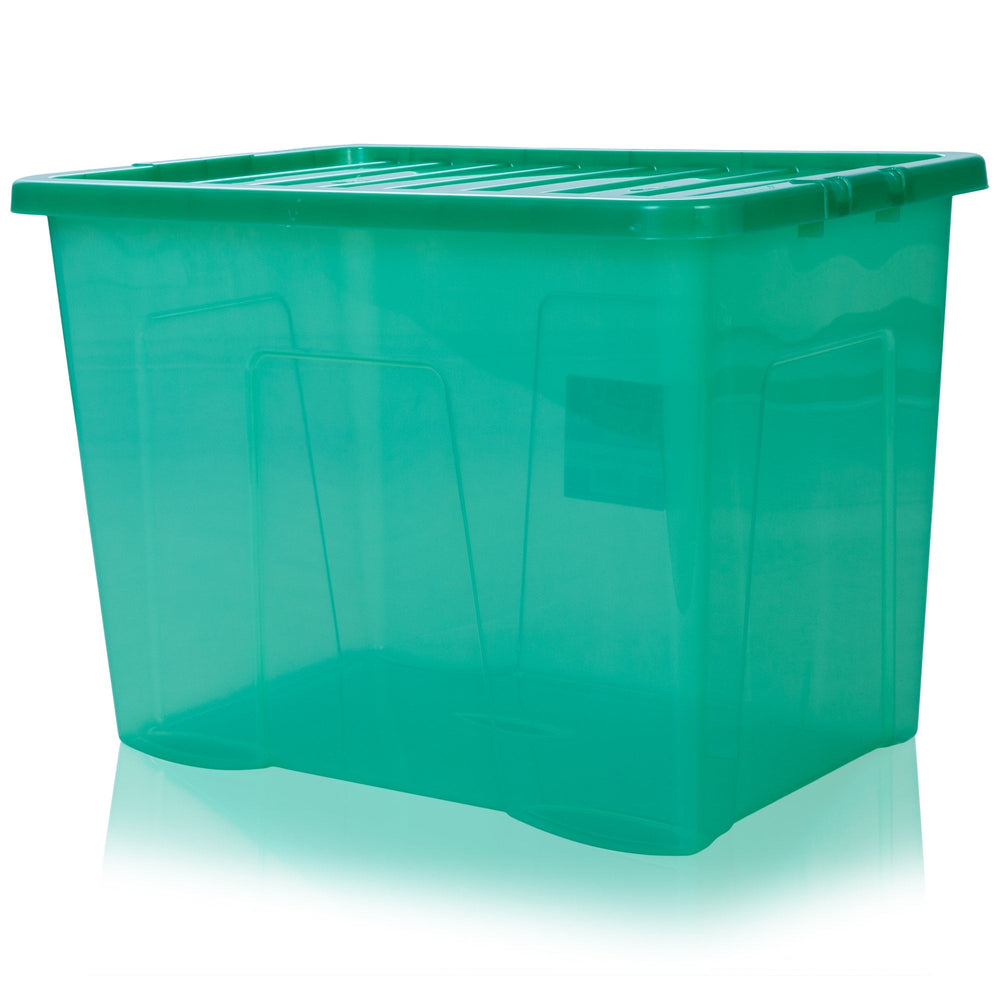 Pack of 4 - 80 Litre Crystal Plastic Storage Box with Lid