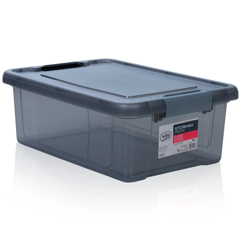 12 Litre Stormax Elite Plastic Box with a Clip on Lid Hobby Life