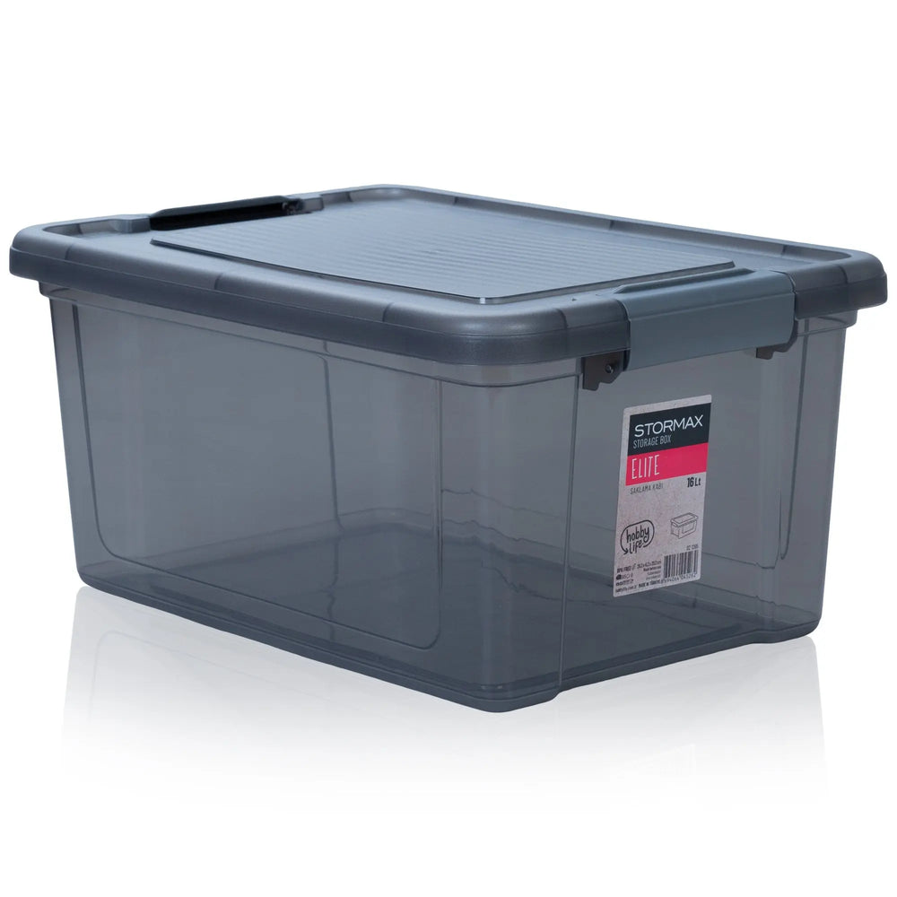16 Litre Stormax Elite Plastic Storage Box with a Clip on Lid Hobby Life
