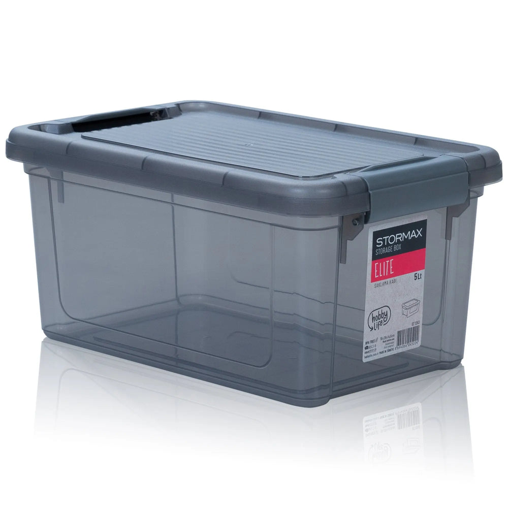 5 Litre Stormax Elite Plastic Storage Box with Clip on Lid Box Hobby Life