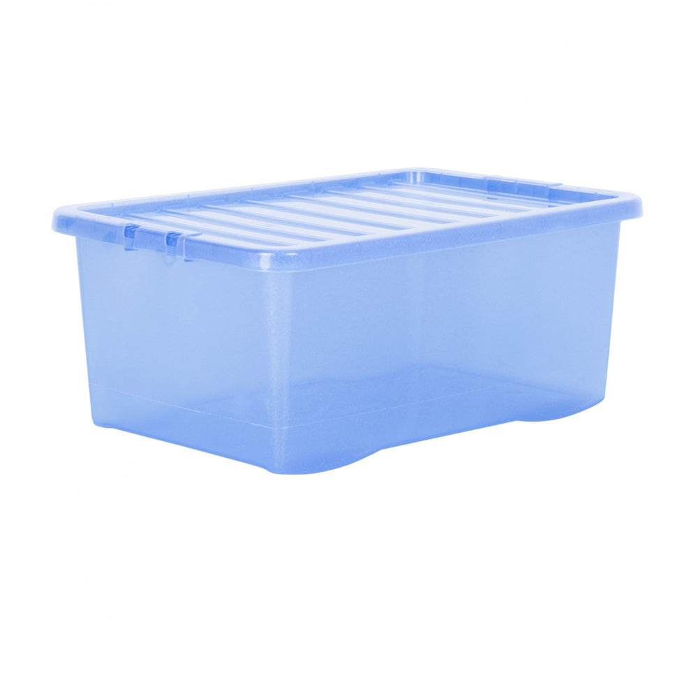 Pack of 5 - 45 Litre Crystal Sparkle Plastic Storage Boxes and Lids