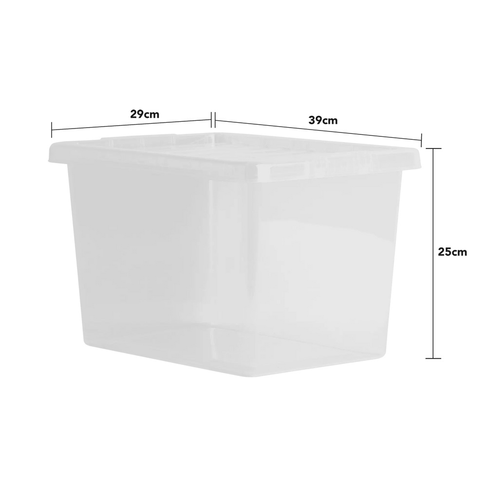 Pack of 5 - 20 Litre Crystal Plastic Storage Boxes and Lids Wham Storage