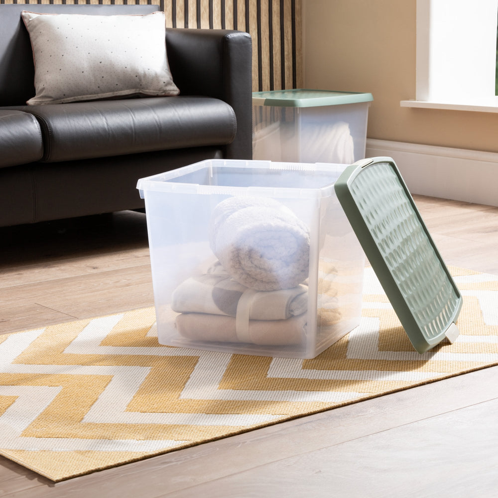 37 Litre Wham Clip Square Plastic Storage Box with Lid 10.03 - Great for 12'' Vinyl Records