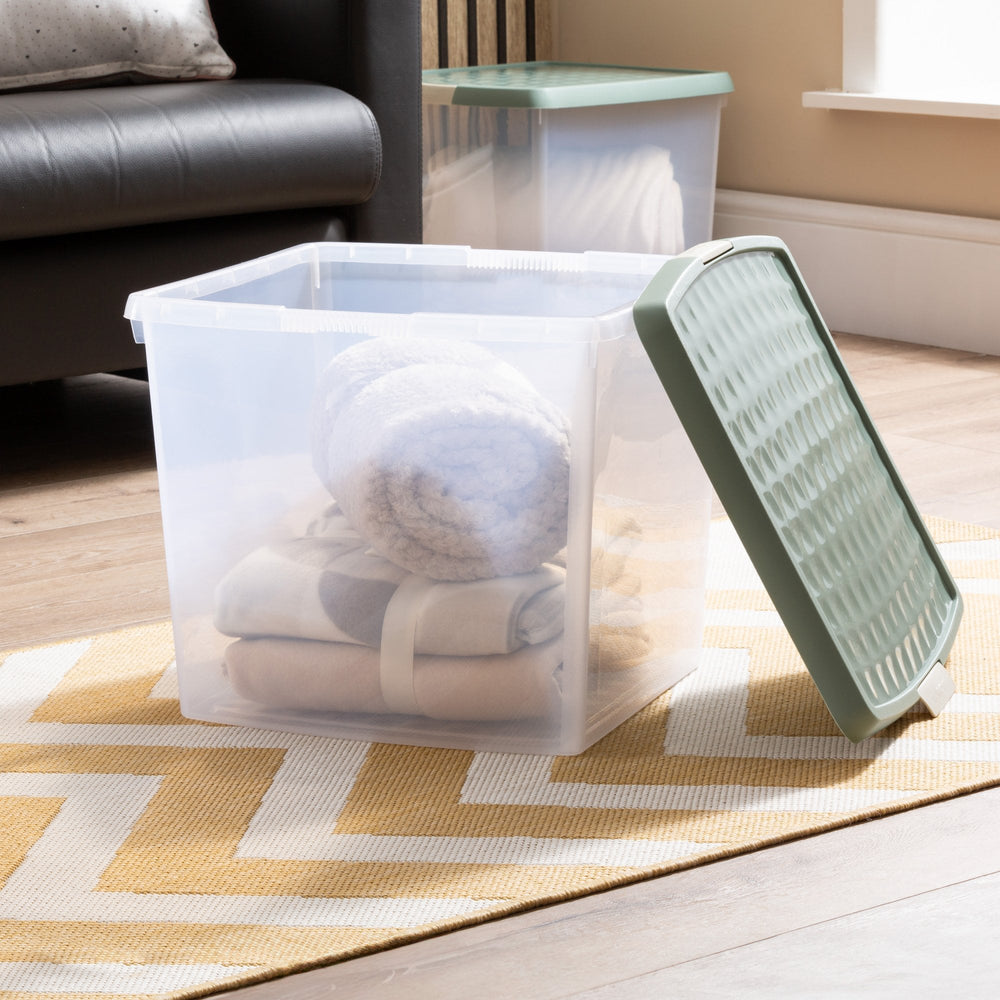 37 Litre Wham Clip Square Plastic Storage Box with Lid 10.03 - Great for 12'' Vinyl Records